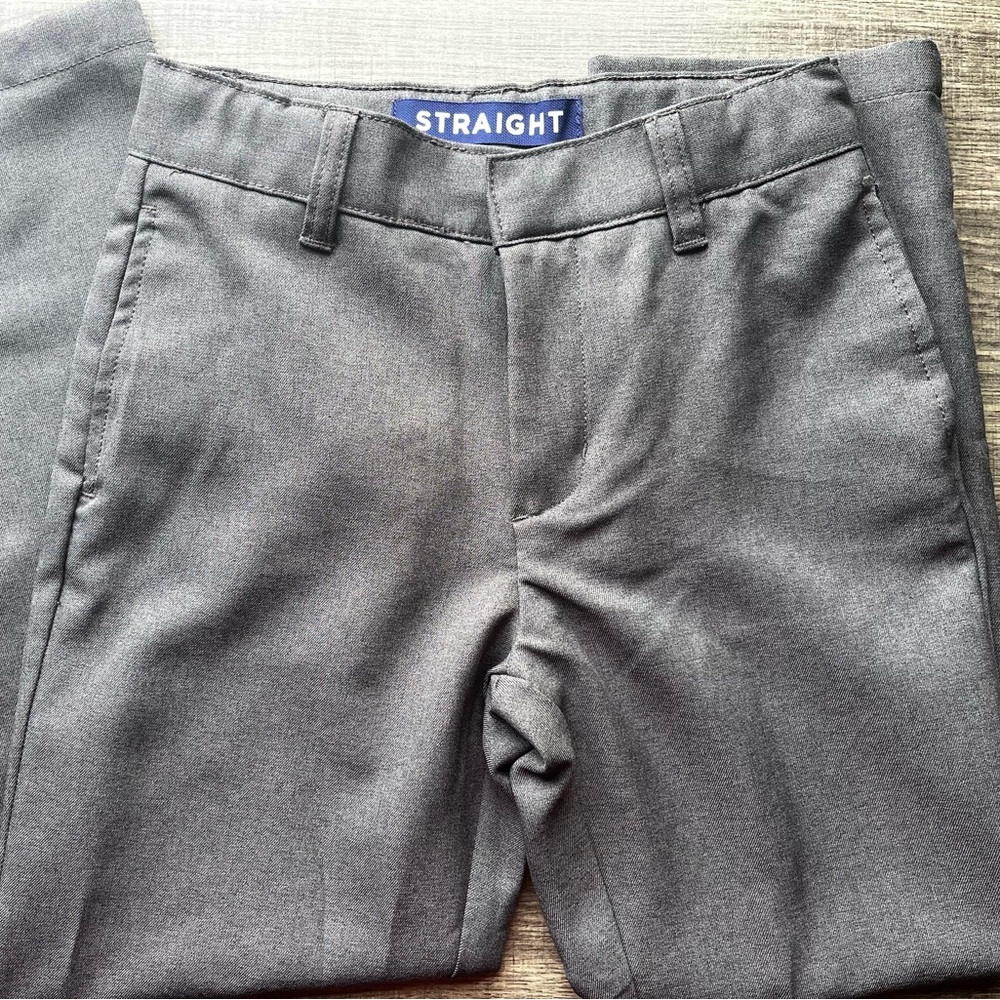 Boys' Gray Straight Leg Dress Pant Adjustable Waist - Size 7 - EUC